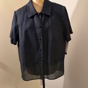 Jessica Howard Black Sheer Hem Blouse